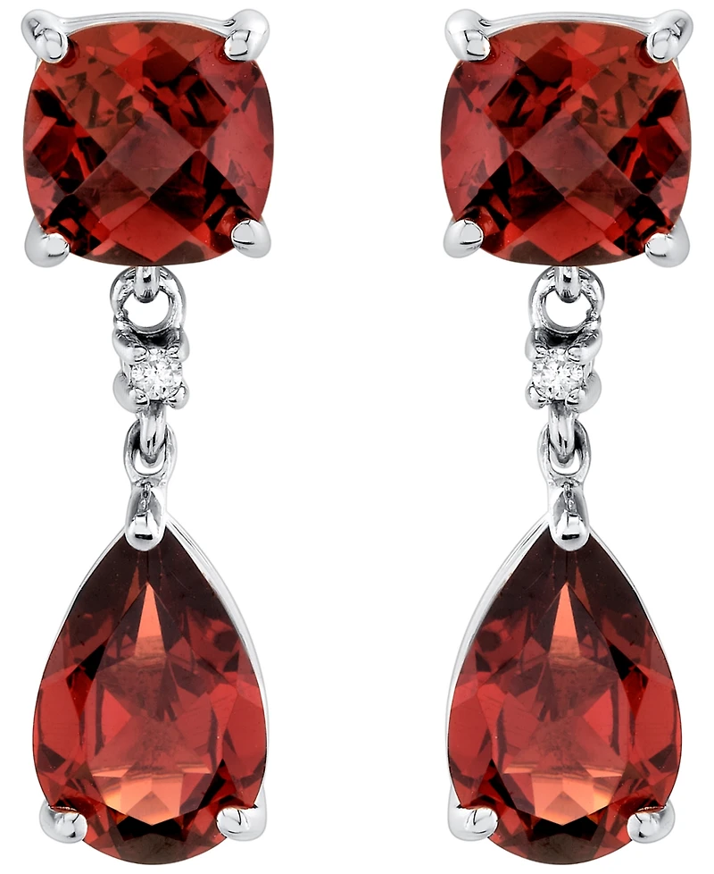 Macy's Garnet (5-19/40 ct. t.w.) & Diamond Accent Drop Earrings in Sterling Silver