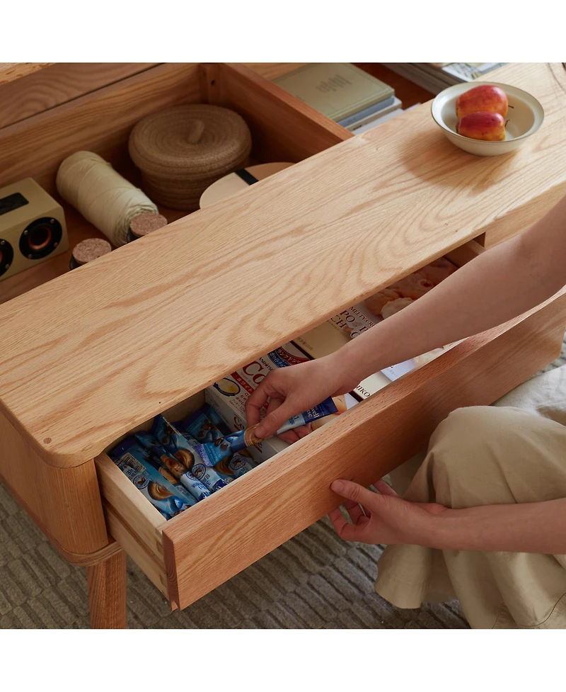 Boyel Living Solid Wood Lift-Top Coffee Table with Hidden Storage & Rounded Corners