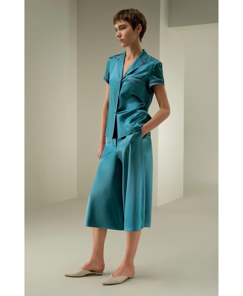 Lilysilk Women's Lsxes Contrast-Trimmed Silk Shirt