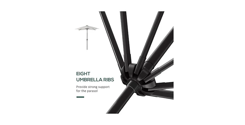 One 10ft Outdoor Market Patio Umbrella with 8 Sturdy Ribs, Tilt/Crank Push Button for Garden, Deck, Backyard and Pool