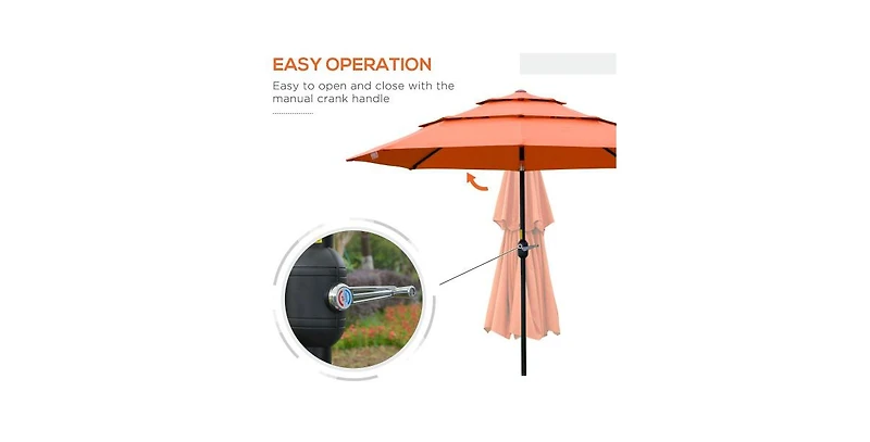 Flynama One Simple Deluxe 9ft Outdoor Market Table Patio Umbrella with Button Tilt, Crank and 8 Sturdy Ribs for Garden, Green