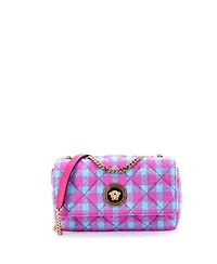 Pre-Owned Versace East West Medusa Icon Chain Flap Bag Quilted Tweed