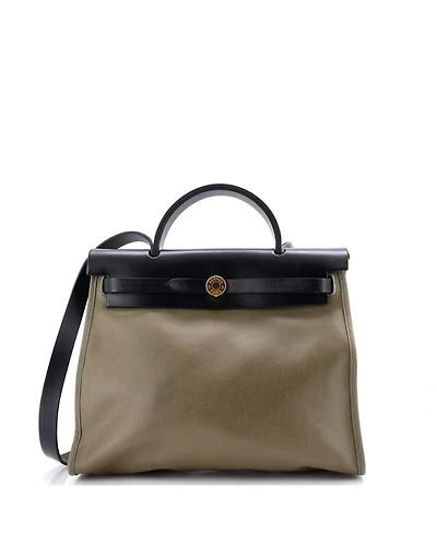 Pre-Owned Hermes Herbag Zip Leather and Toile