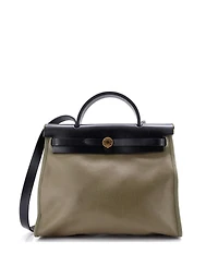 Pre-Owned Hermes Herbag Zip Leather and Toile