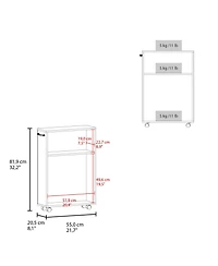 Fm Furniture Concho Rolling Storage Cart, Versatile Compact Design for Easy Bathroom and Home Organization