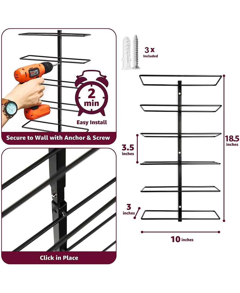 Sorbus 3 Pack Black Metal Wine Rack Bottle Holder - for Home Bar