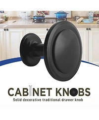 Lifemaster 50pcs 1-1/4″ Matte Black Cabinet Knobs, Rust-Proof Zinc Alloy Drawer Pulls with Short & Adjustable Screws for Kitchen Cabinets.