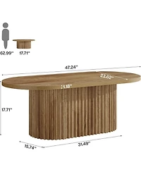 Tribesigns Oval Coffee Table, 47.2", Fluted Design