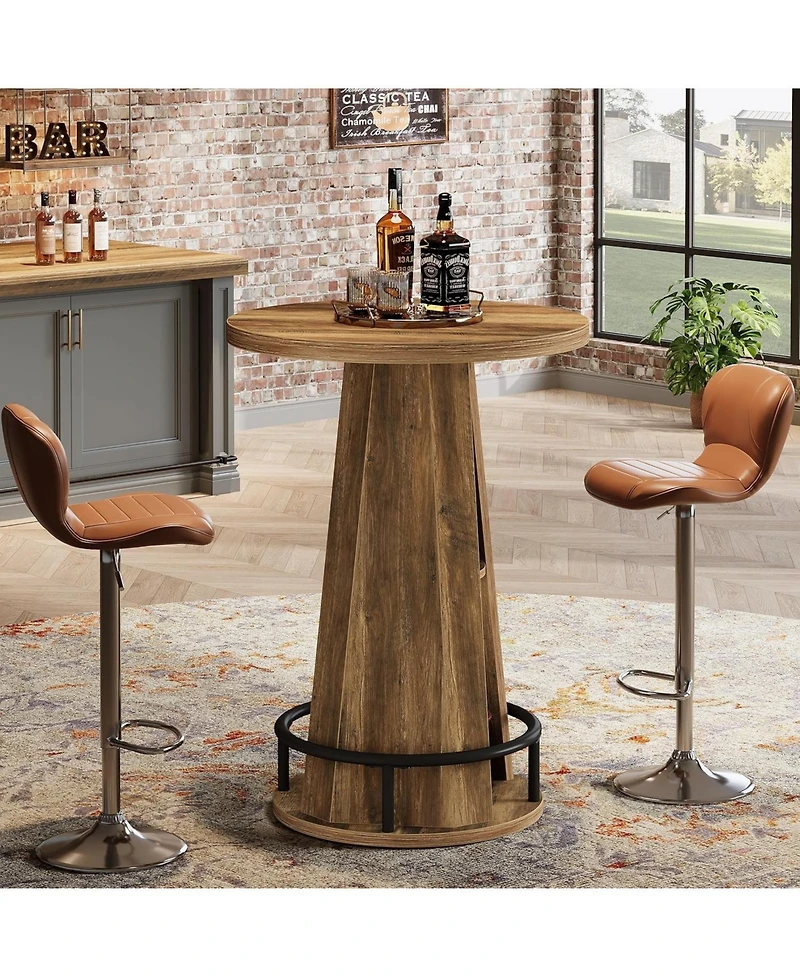 Tribesigns Round Bar Table, 39.4" H High Top Bistro Table with Storage
