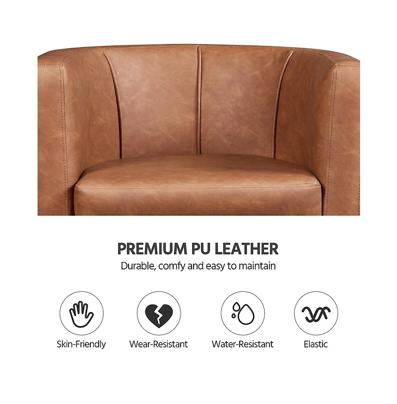 Yaheetech Barrel-shaped Chair Accent Arm Chair Faux Leather Club Chair
