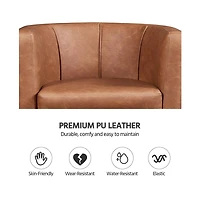 Yaheetech Barrel-shaped Chair Accent Arm Chair Faux Leather Club Chair