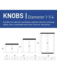Lifemaster 30pcs 1-1/4″ Brushed Nickel Cabinet Rust-Proof Zinc Alloy, Modern Design with Short & Adjustable Screws for Dressers, Drawers, Cabin