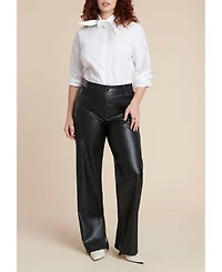 Eloquii Women's Dramatic Neck-Tie Poplin Shirt