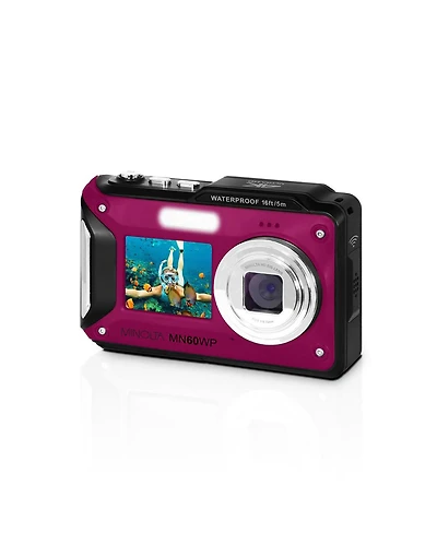 Minolta MN60WP Waterproof Dual Screen Digital Camera, Magenta