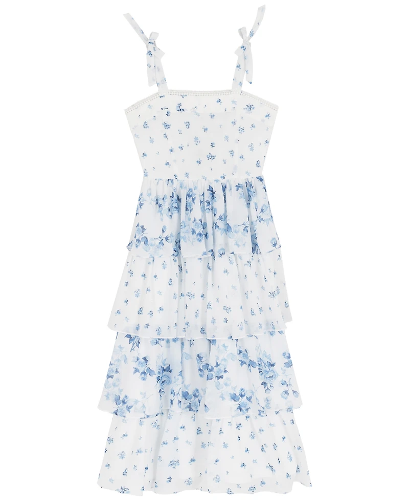 Rare Editions Girls' 7-16 Beaded Soutache Square Neck Dress