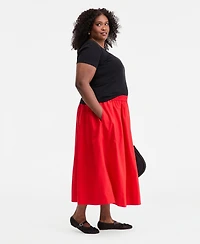 On 34th Trendy Plus Pull-On Cotton Midi Circle Skirt, Macy's Exclusive