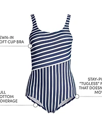Lands' End Women's Chlorine Resistant Soft Cup Tugless Sporty One Piece Swimsuit