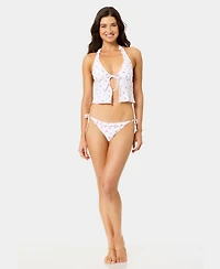 California Waves Women's Mini Cherry Lettuce Edge Flyaway Tankini Top