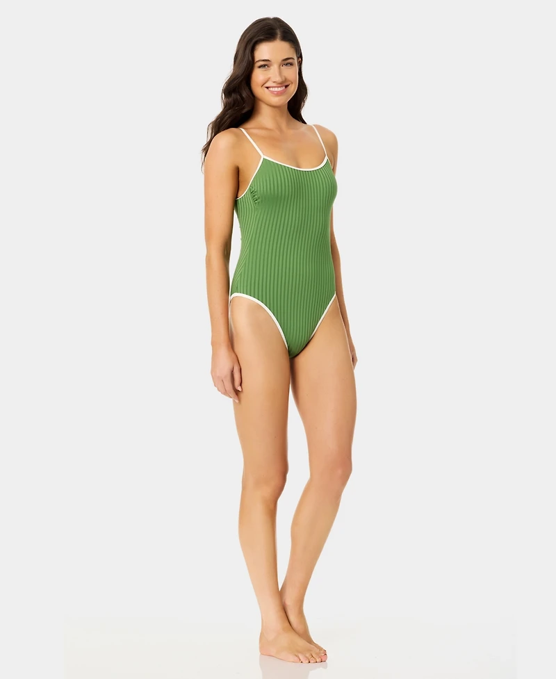 California Waves Women's Wide Rib High-Leg One-Piece Swimsuit