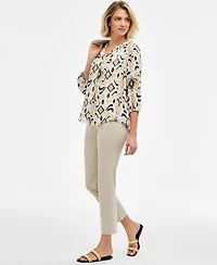 Jm Collection Women's Printed 3/4-Sleeve Blouse, Macy's Exclusive
