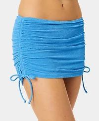 California Waves Women's Solid Popcorn Scrunch Side-Tie Swim Skirt