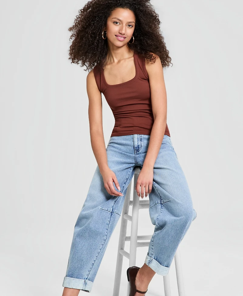 And Now This Women's Ribbed Seamless Square-Neck Tank Top, Created for Macy's