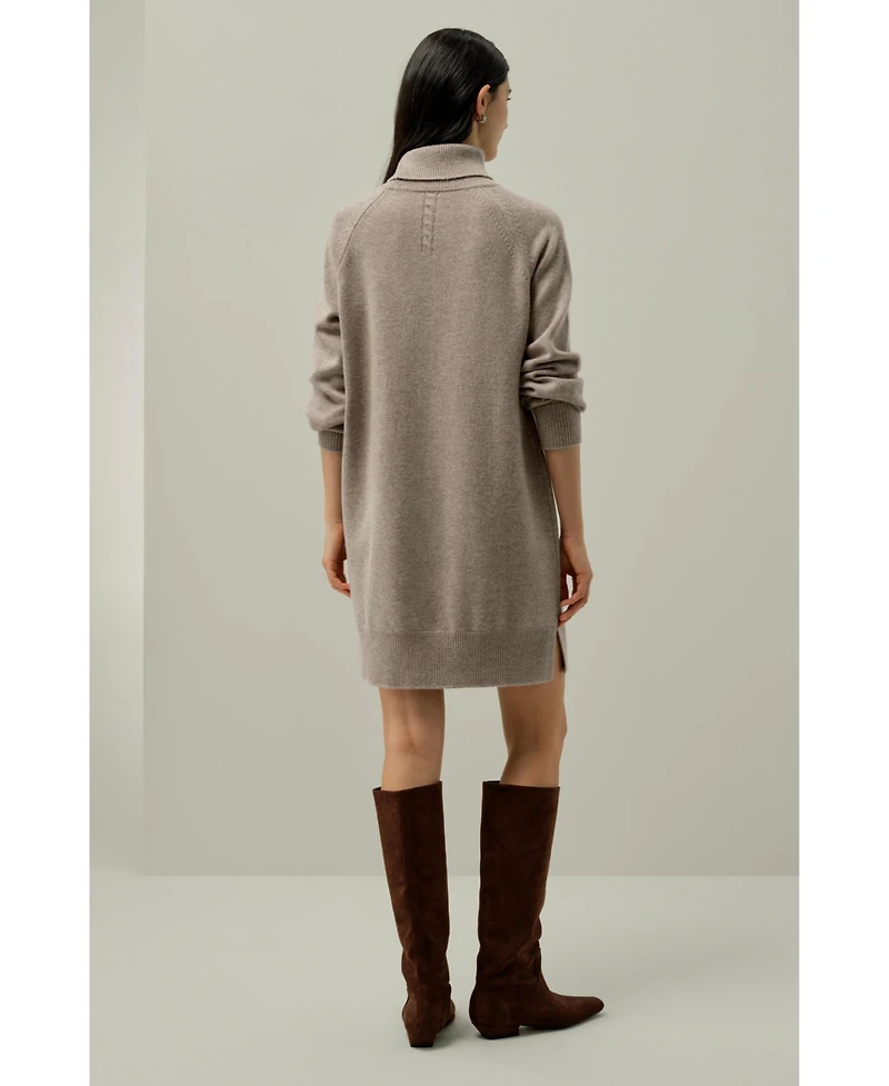 Lilysilk Women's Wool-Cashmere Turtleneck Sweater Dress