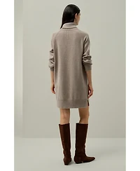Lilysilk Women's Wool-Cashmere Turtleneck Sweater Dress