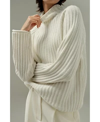Lilysilk Women's Pointelle Mock Neck Sweater