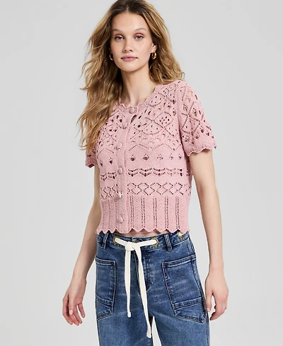 And Now This Women's Pointelle Button Front Cardigan, Macy's Exclusive