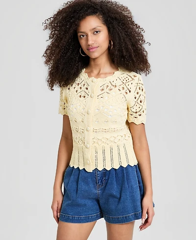 And Now This Women's Pointelle Button Front Cardigan, Macy's Exclusive