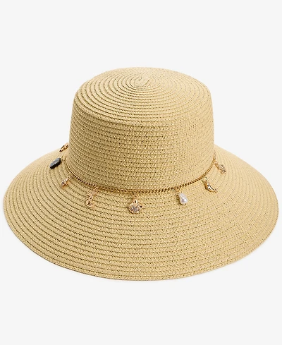 On 34th Charm Trim Straw Down Brim Hat, Macy's Exclusive