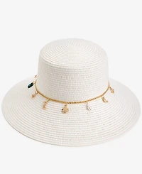 On 34th Charm Trim Straw Down Brim Hat, Macy's Exclusive