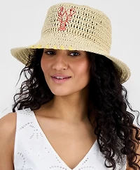 On 34th Icon Embroidered Crochet Straw Bucket Hat, Macy's Exclusive