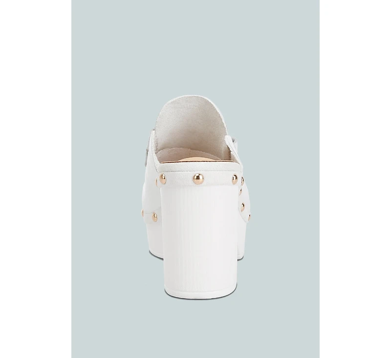 Lyrac Recycled Leather Platform Clogs White