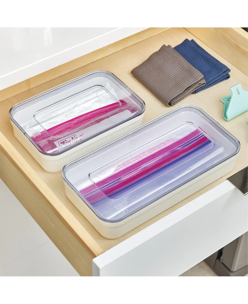 iDesign Food Bag Dispenser Organizer - Set of 3 -White/Clear