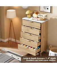 Fluted Dresser for Bedroom with 5 Deep Drawers