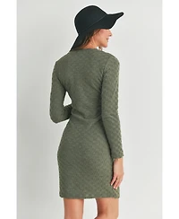 Hello Miz Maternity Round Neck Long Sleeve Textured Knit Dress