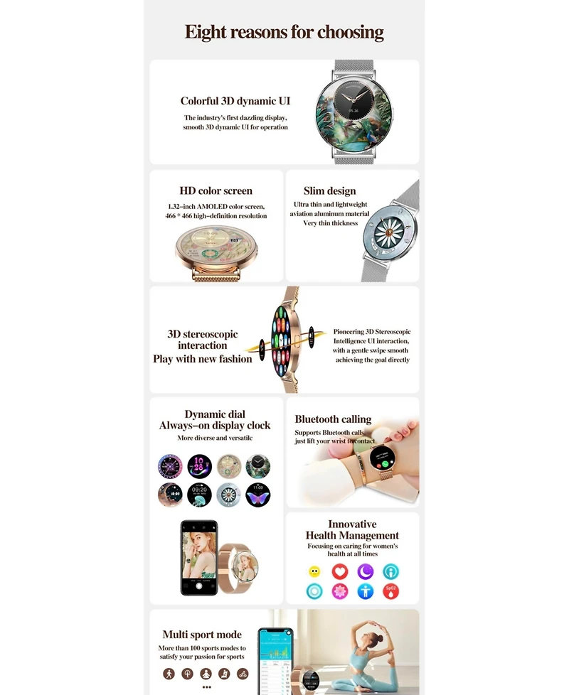 Ruxing smart H06 Women s Amoled Smartwatch Stylish round dial, aluminum frame, fitness tracker for daily wear & sports.