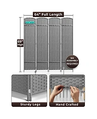 Sorbus 4 Panel Room Divider Panel - Extra Wide Double Hinged Panels - Folding Privacy Screens