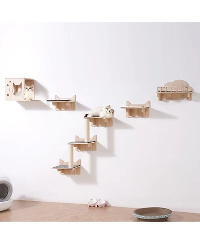 Cozito 5-Piece Wall-Mounted Cat Shelf & Perch Set, Holds up to 40 lbs