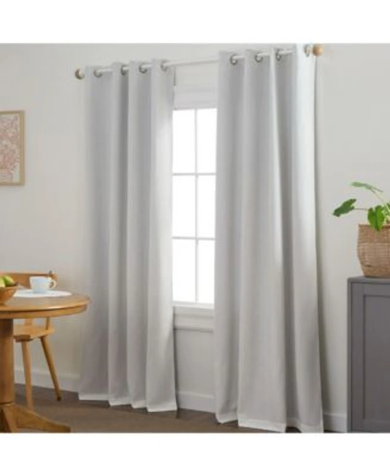 Town Country Basics Selena Sage Green Solid Linen Texture Room Darkening Grommet Top Curtain Panels