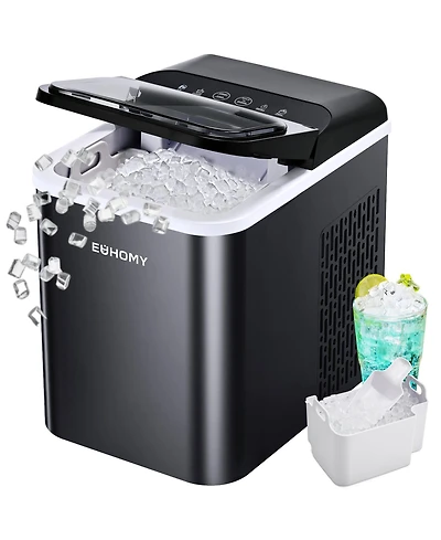 Euhomy 26-lb Ice Per day Nugget/Pebble Ice Maker with Auto-Cleaning and 1.8Lbs Ice Storage in Black