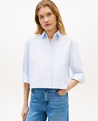 Tommy Hilfiger Women's Bling Cropped Long-Sleeve Shirt