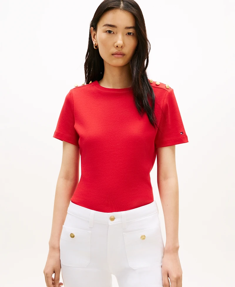 Tommy Hilfiger Women's Ribbed Boxy Crewneck T-Shirt