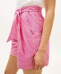 Tommy Hilfiger Women's Gingham Woven Belted Shorts