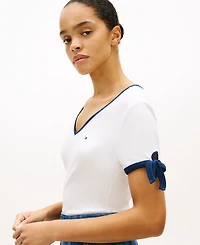 Tommy Hilfiger Women's Bow Detail V-Neck T-Shirt