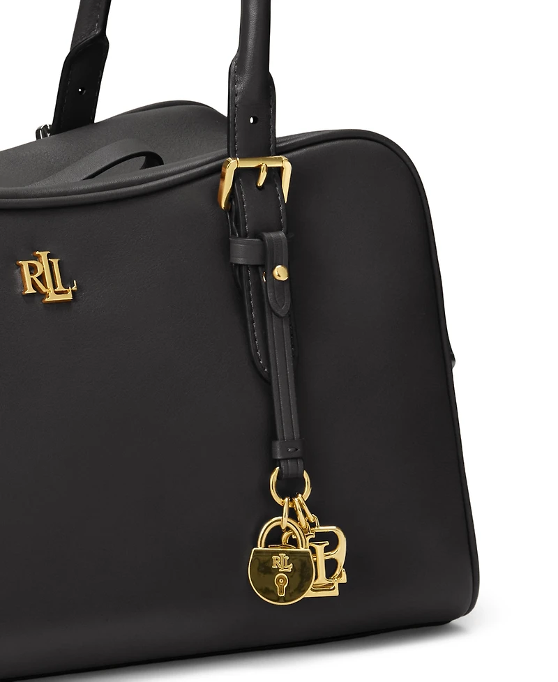 Lauren Ralph Leather Large Marcy Zip Satchel Bag