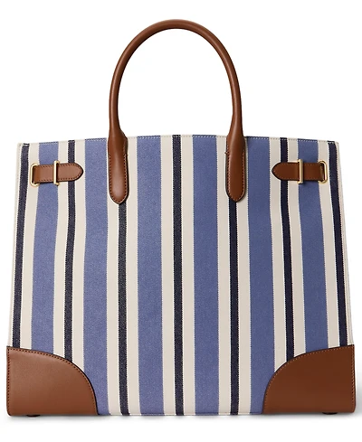 Lauren Ralph Striped Canvas Extra-Large Devyn Tote Bag