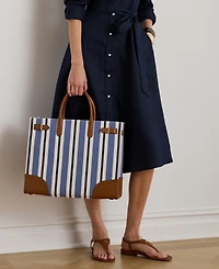 Lauren Ralph Lauren Striped Canvas Medium Devyn Tote Bag